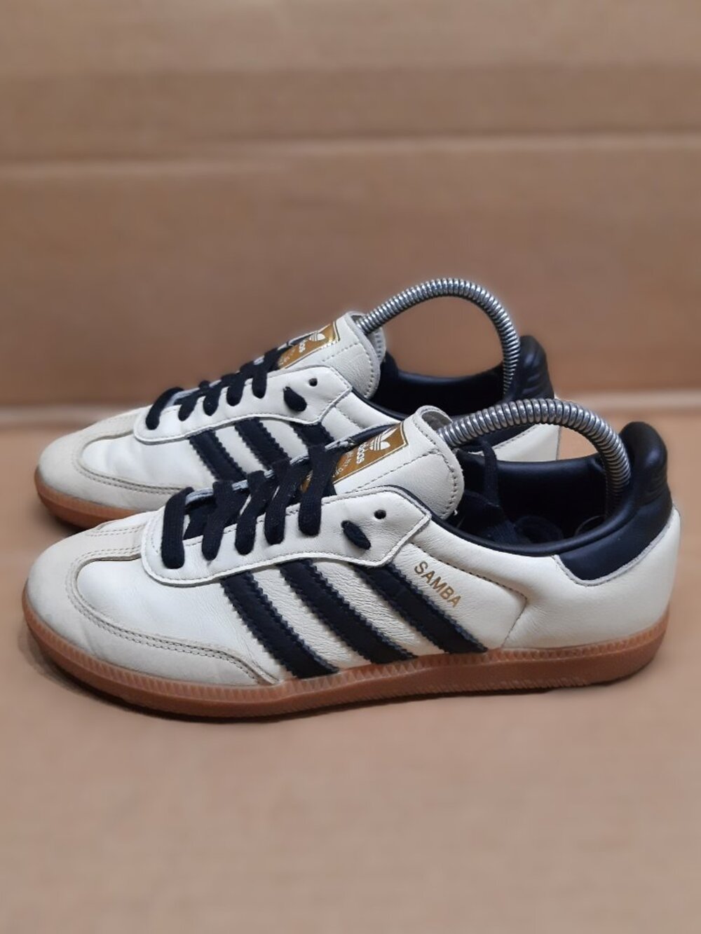 Adidas Samba ♀️ Women's 7.5 OG Cream Sand Strata Off White Black Sneakers ID0478 - Picture 7 of 16